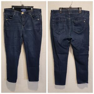 Democracy Ankle Skinny Jeans Ab Solution Size 14 Blue Dark Wash Denim Stretch